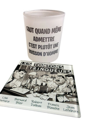 Verre à whisky + Sous-verre – TONTONS TRINQUEURS
