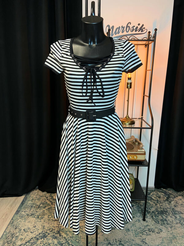 BLACK AND WHITE STRIPE MIDI SKATER DRESS – Image 3