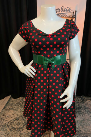 LILY OFF SHOULDER DRESS POLKA DOTS BLACK AND RED