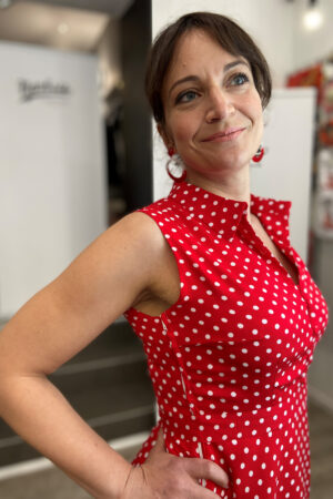 POPPY RED POLKA DOT SHIRT DRESS
