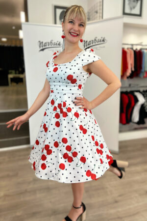 CLAUDIA CHERRY AND POLKA DOT SWING DRESS