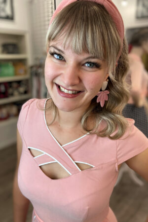 CRISS CROSS NECKLINE PINK FLARE DRESS