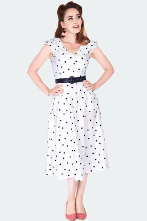 POLKA DOT WIDE COLLAR FLARE DRESS