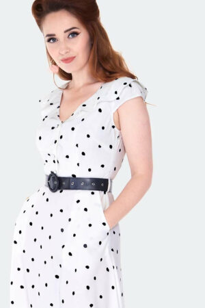 POLKA DOT WIDE COLLAR FLARE DRESS