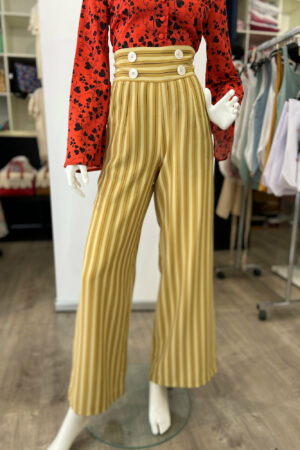 STRIPE HIGH WAIST WIDE LEG TROUSERS