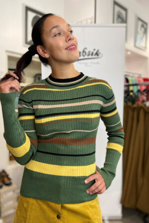 70’S GREEN STRIPE SWEATER