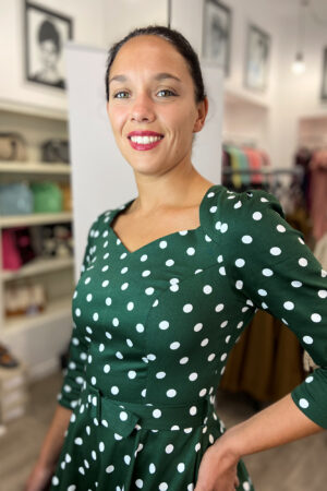 KYLIE GREEN POLKA DOT SWING DRESS