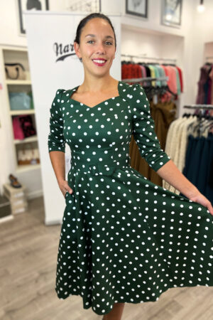 KYLIE GREEN POLKA DOT SWING DRESS