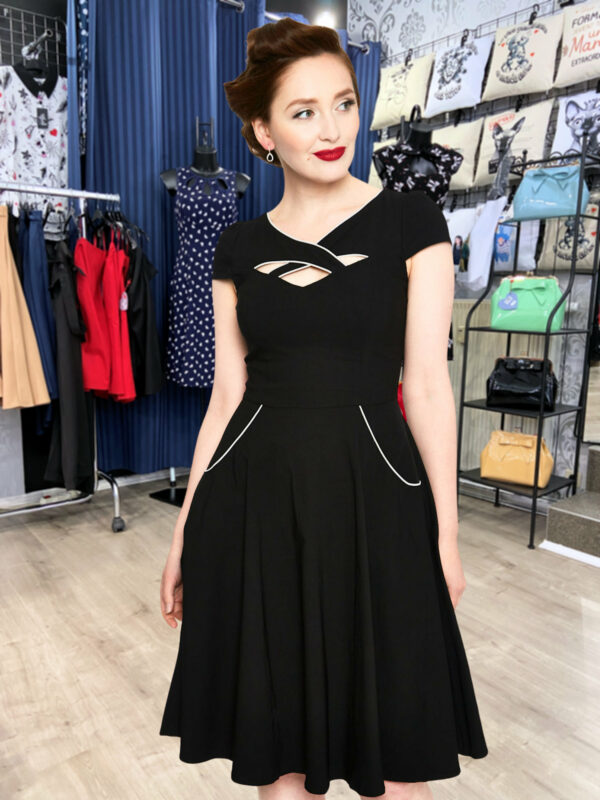 CONNIE 1950s BLACK SWING DRESS – Image 3