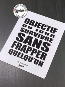 Plaque décorative - PUNCHLINE - Survivre sans frapper quelqu'un